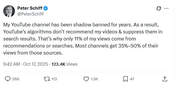shadowban youtube