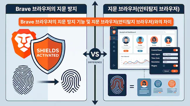 Brave 브라우저의 지문 방지 기능 및 지문 브라우저(안티탐지 브라우저)와의 차이.webp