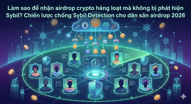 Làm sao để nhận airdrop crypto hàng loạt mà không bị phát hiện Sybil_ Chiến lược chống Sybil Detection cho dân săn airdrop 2026.webp
