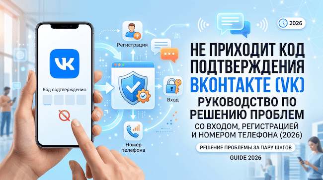 Не приходит код подтверждения ВКонтакте (VK) руководство по решению проблем со входом, регистрацией и номером телефона (2026).png