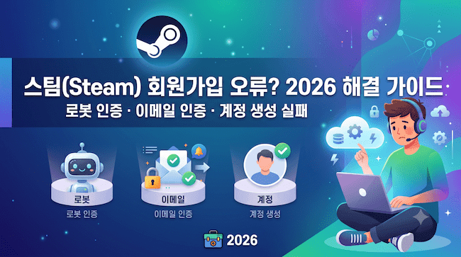 스팀(Steam) 계정 회원가입 오류 2026 로봇 인증·이메일 인증 및 생성 실패 해결 방법.png