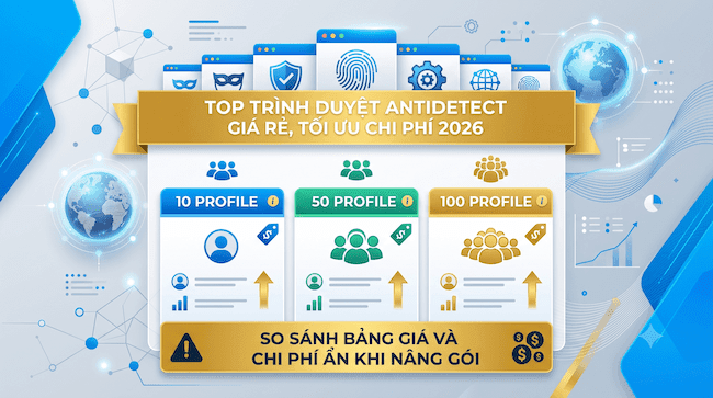 Top trình duyệt Antidetect giá rẻ, tối ưu chi phí 2026 So sánh bảng giá 1050100 profile và chi phí ẩn khi nâng gói.png
