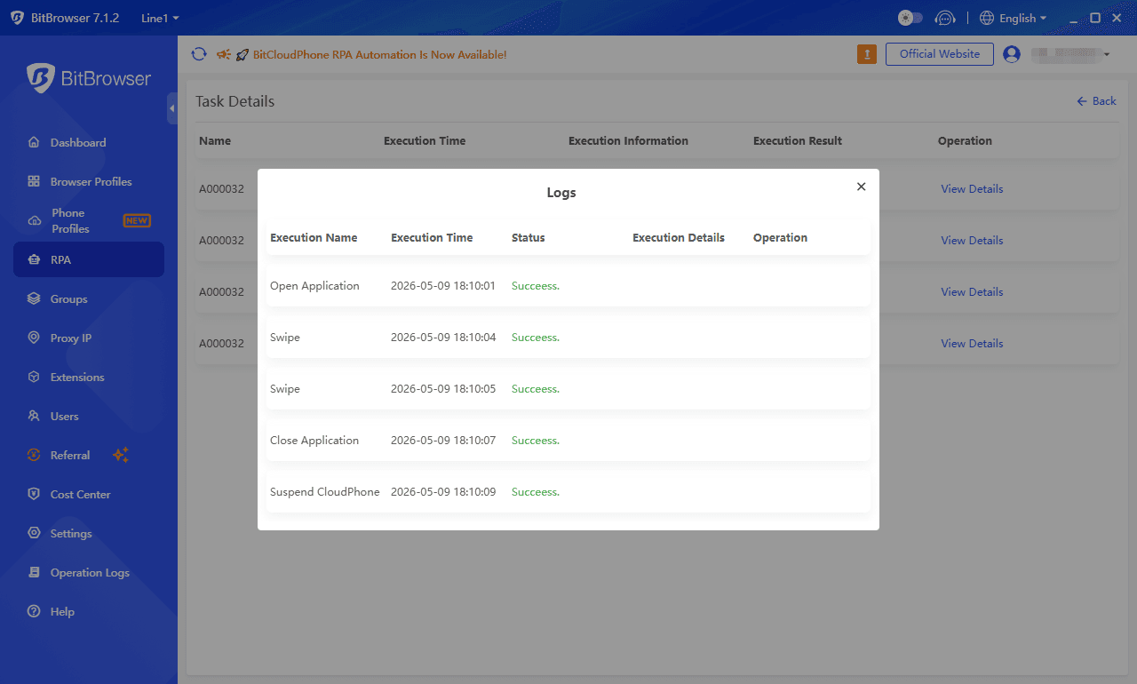 BitCloudPhone RPA