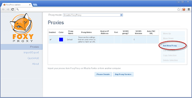 Add A Proxy Via FoxyProxy