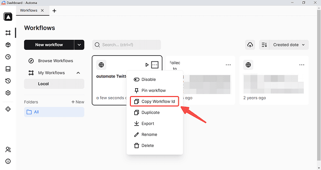Copy Workflow ID