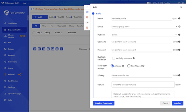 Create a New Profile