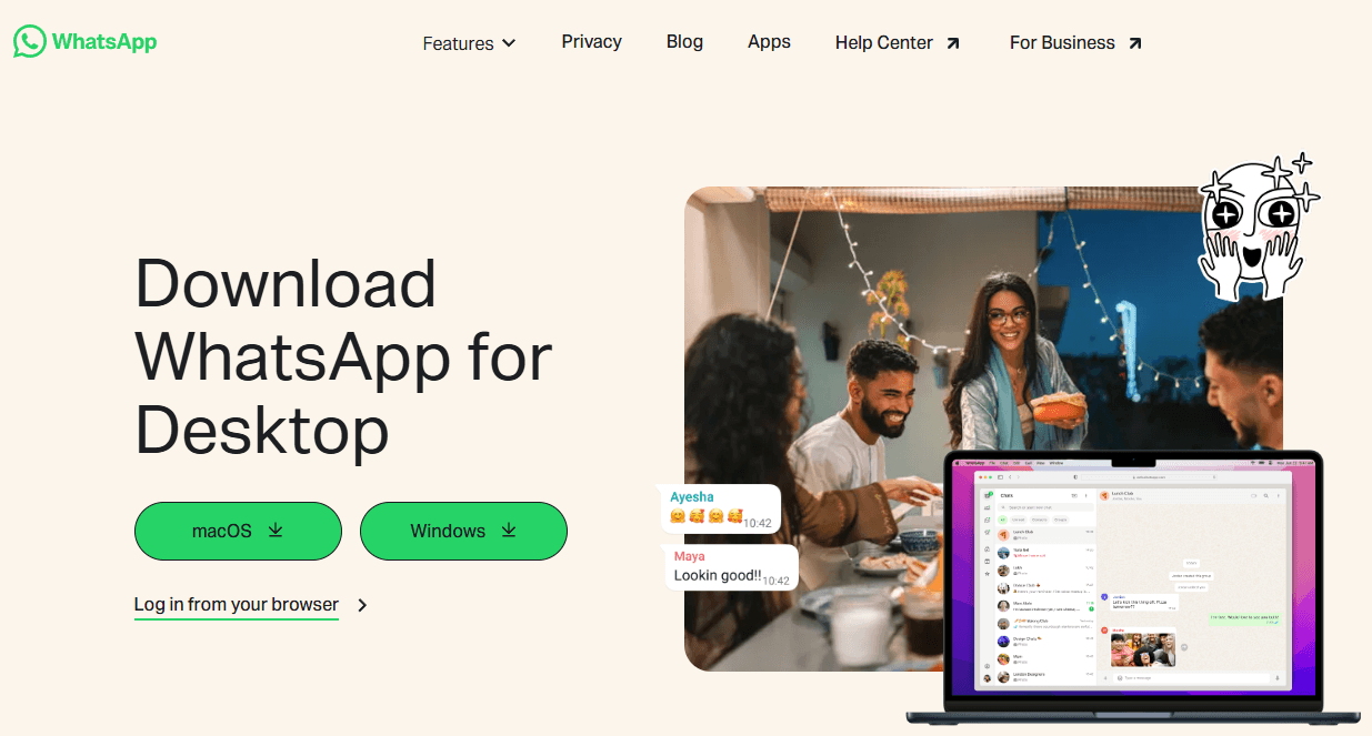 WhatsApp’s official download page