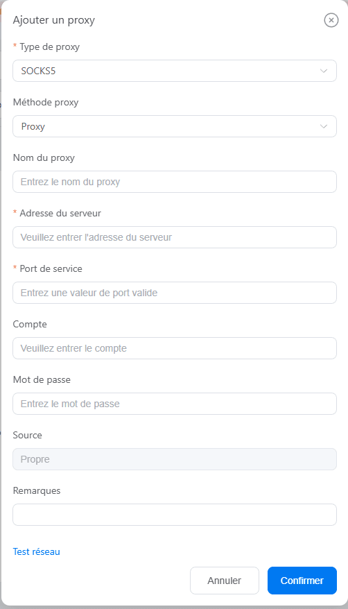 Ajouter manuellement un proxy