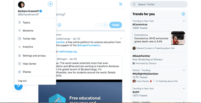 Open the Account Menu