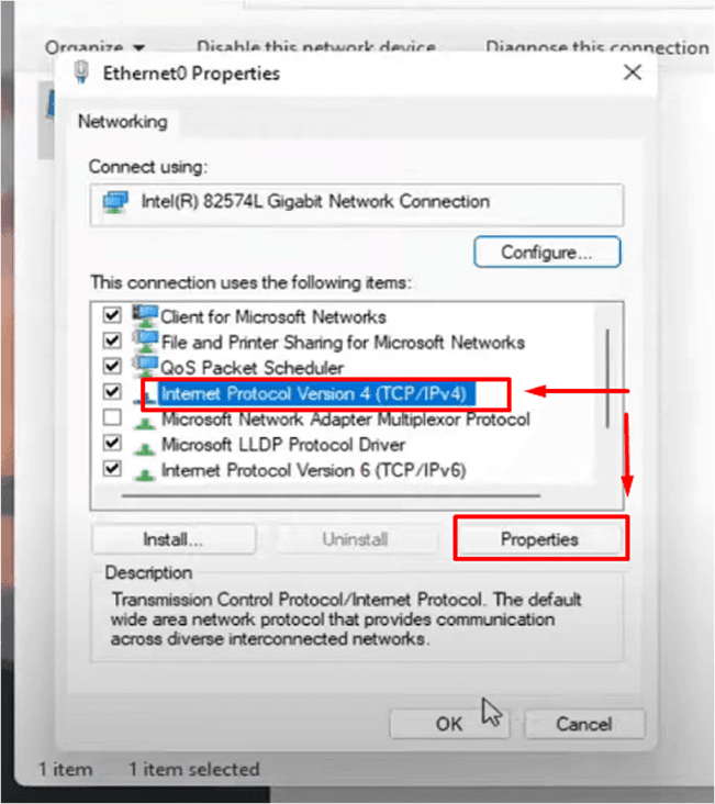 Select Internet Protocol Version 4